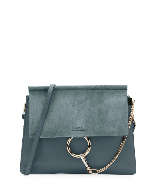 Faye Medium Leather & Suede Shoulder Bag