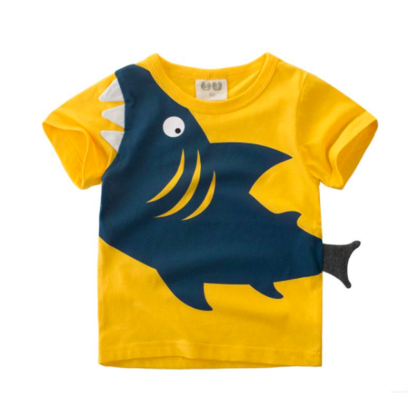 Summer T-Shirt with Shark- Yellow
