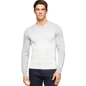 Calvin Klein Men's Cotton Modal Engineered Jacquard V-Neck Sweater @ Amazon
