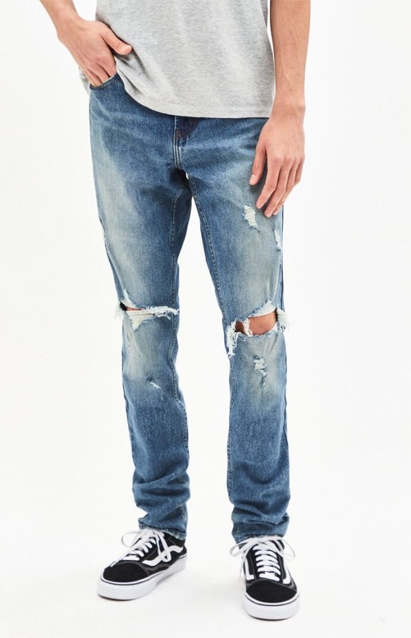 Light Ripped Stacked Skinny Jeans