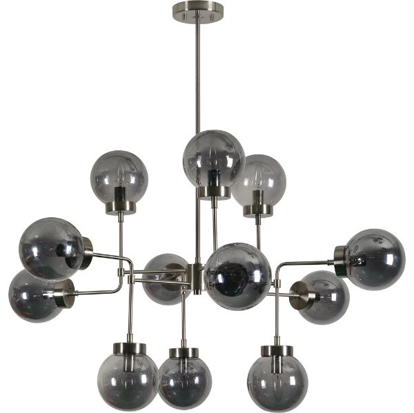 Domenico Twelve Light Chandelier Brushed Nickel Chrome Glass - Contemporary - Chandeliers - by 1STOPlighting