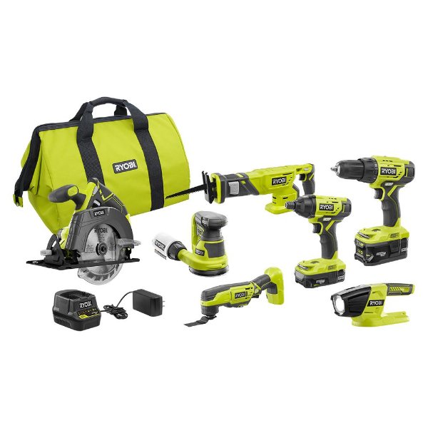 ONE+ 18V Cordless 6-Tool Combo Kit with (2) Batteries, Charger, Bag with 5 in. Random Orbit Sander