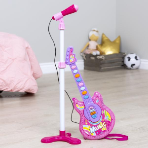 Last Day: 19in Kids Toddlers Musical Flash Guitar Pretend Play Toy w/ Mic, Stand