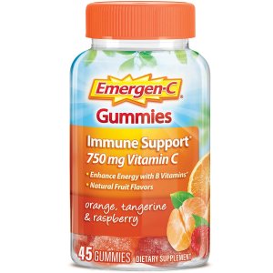 Emergen-C 750mg Vitamin C Gummies for Adults, Immunity Gummies with B Vitamins, Gluten Free, Orange, Tangerine and Raspberry Flavors - 45 Count