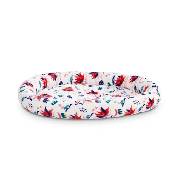 EveryYay Snooze Fest White Floral Oval Lounger Cat Bed, 17" L X 14" W X 2" H | Petco