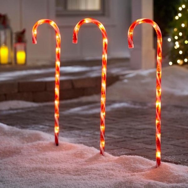 27 in. Lighted Candy Cane Pathway Light (3-Set)