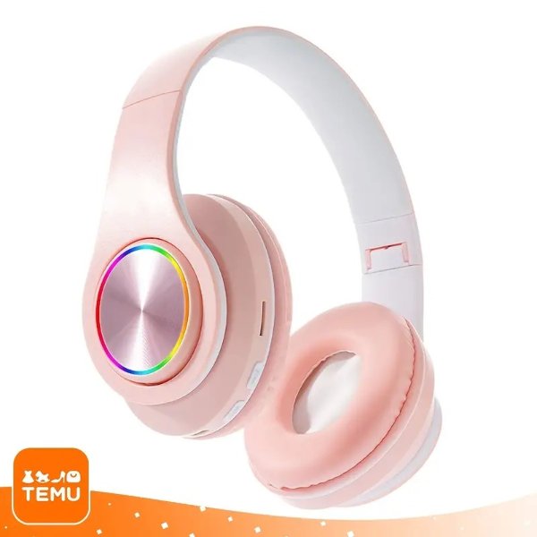 B39 Light Emitting Wireless Headphones Colorful Led Lights Comfort Over Ear Foldable Headset With Built In Microphone Fm Sd Card Slot Wired For School Tablet Computer Pc Tv Cellphones Travel - Electronics - Temu