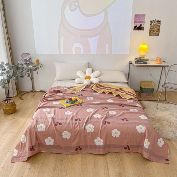 Summer Skin Wash Cotton Cute Flower Cool Quilt Double Air Conditioner Washable Children's Quilt Single Double Thin Quilt