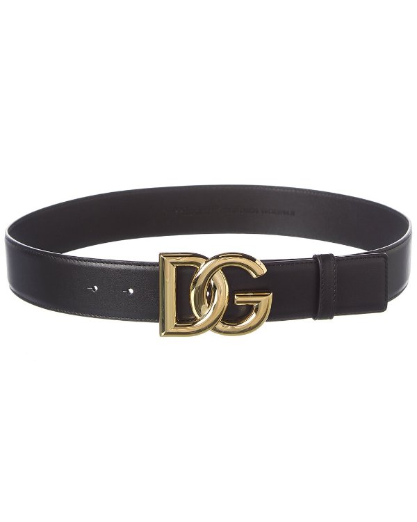 DG Logo Leather Belt / Gilt