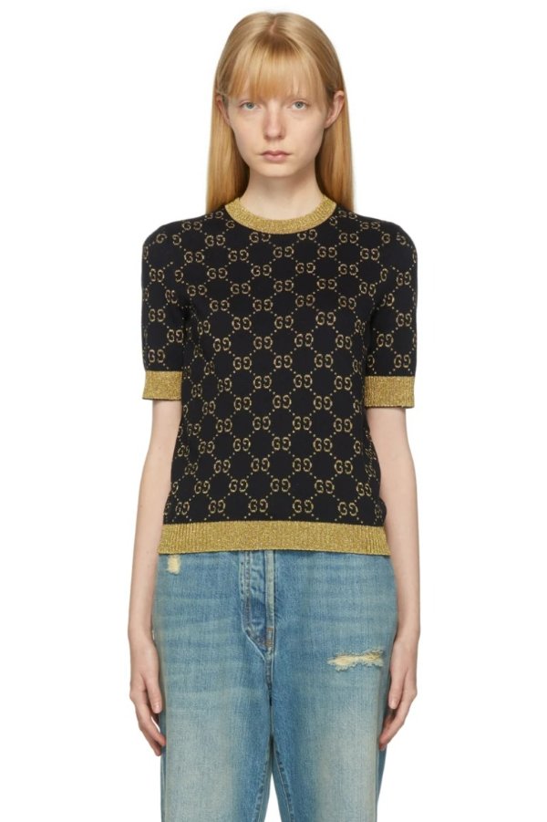 Black & Gold Lurex GG Sweater