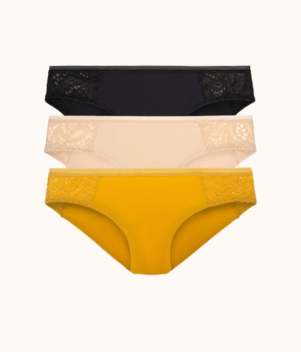 The Lace High Waist Bikini Bundle: Turmeric/Toasted Almond/Jet Black