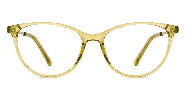 LA E14570 Transparent Yellow Cat Eye Eyeglasses