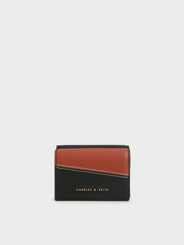 Black Two-Tone Stitch-Trim Wallet | CHARLES &amp; KEITH