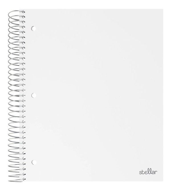 ® Brand Stellar Poly Notebook, 8-1/2" x 11", 3 Subject, Wide Ruled, 150 Sheets, White