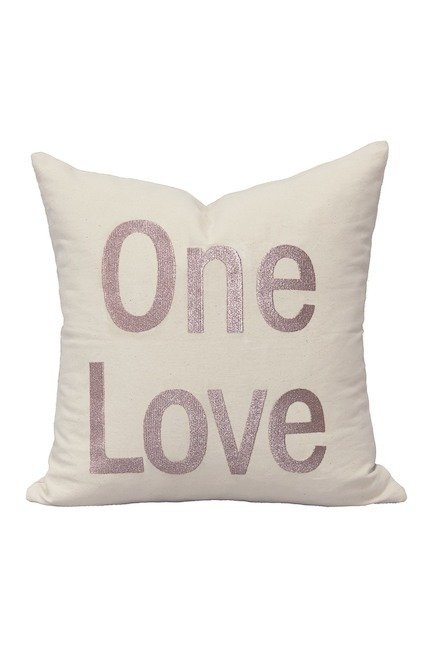 One Love Embroidered Pillow - Pink Champagne - 18" x 18"