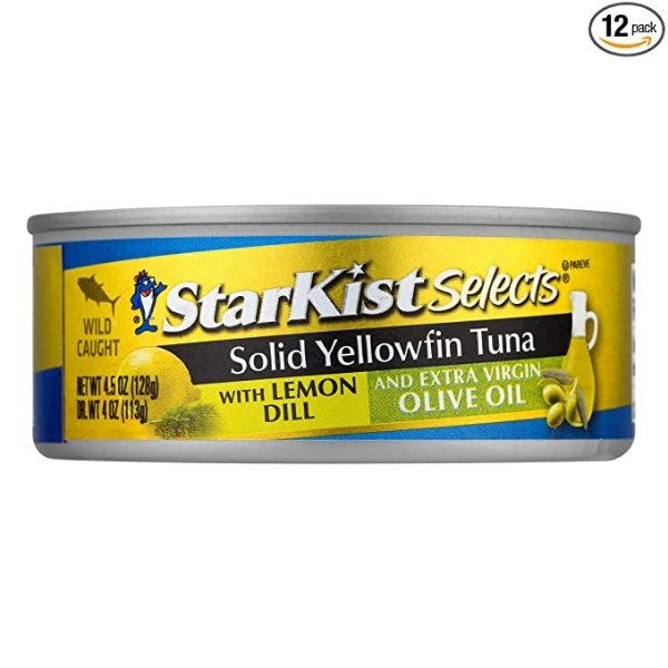 E.V.O.O. Solid Yellowfin Tuna with Lemon Dill and Extra Virgin Olive Oil (Pack of 12)