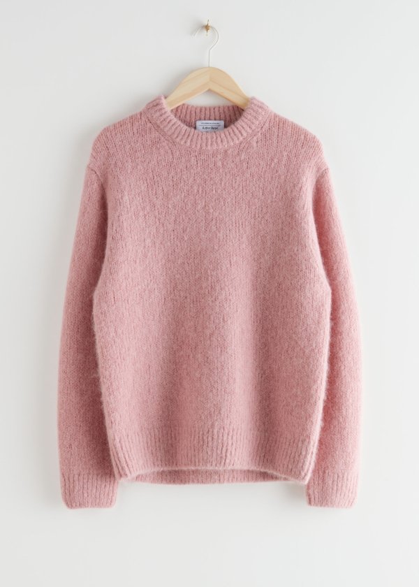 樱花粉羊毛毛衣