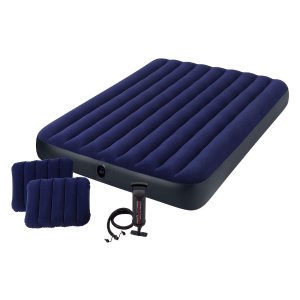 Intex 经典双枕头Queen气垫床，附送快速手动充气泵