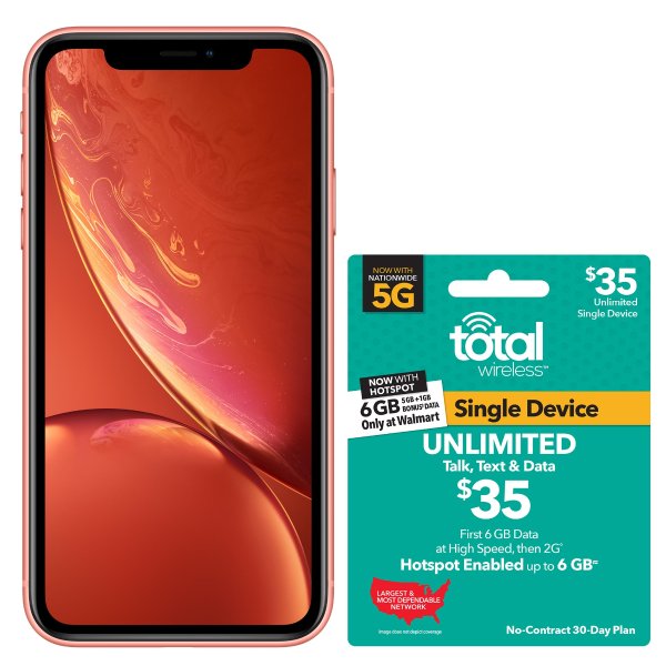 Total WirelessiPhone XR, 64GB, Coral - Prepaid Smartphone + TW $35 UNLIMITED