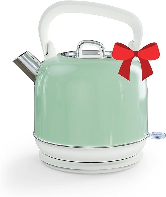 Paris Rhone Electric Teapot, Retro Electric Kettle for Boiling Water, Food Grade Stainless Steel 2L Tea Kettle with Ergonomic Handle, 1500W Hot Water Boiler Auto Shut-off, Boil-Dry Protection