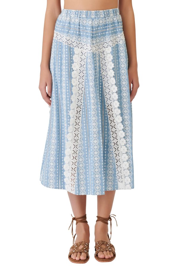 Javiana Embroidered Cotton Skirt