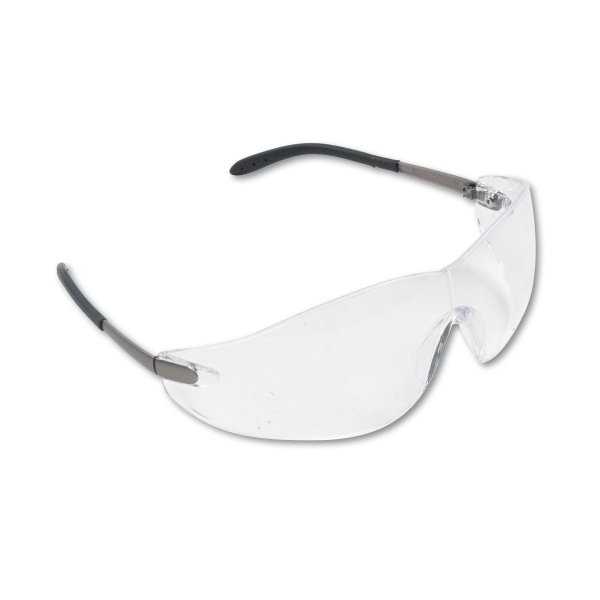 Blackjack Wraparound Safety Glasses, Chrome Plastic Frame, Clear Lens -CRWS2110BX