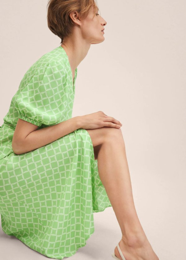 Printed dress with balloon sleeves - Women | Mango USA