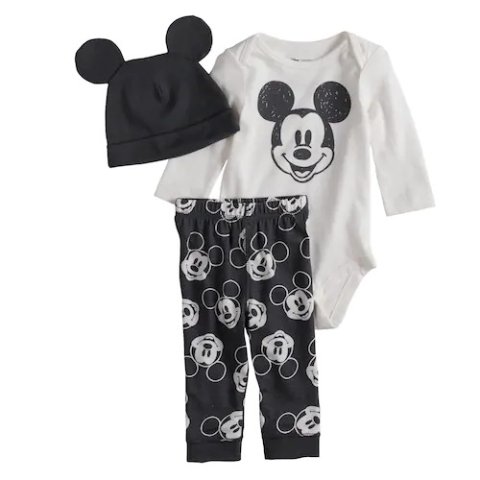 Disney Mickey Mouse Baby Graphic Bodysuit, Print Pants & Hat Set by Jumping Beans®