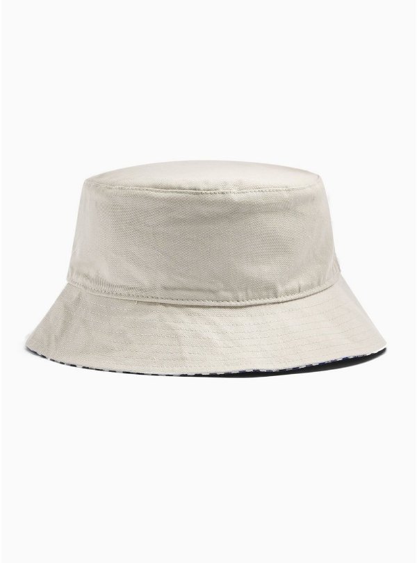 Blue and Stone Gingham Reverse Bucket Hat