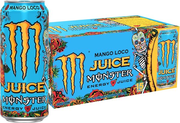 Monster Energy Juice Monster Mango Loco, Energy + Juice, Energy Drink, 16 Ounce (Pack of 15)