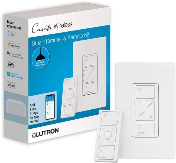 Caséta Wireless Smart Lighting Dimmer Switch and Remote Kit | P-PKG1W-WH