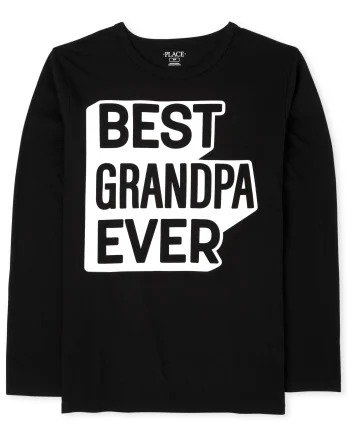 Mens Matching Family Long Sleeve 'Best Grandpa Ever' Graphic Tee | The Children's Place - BLACK