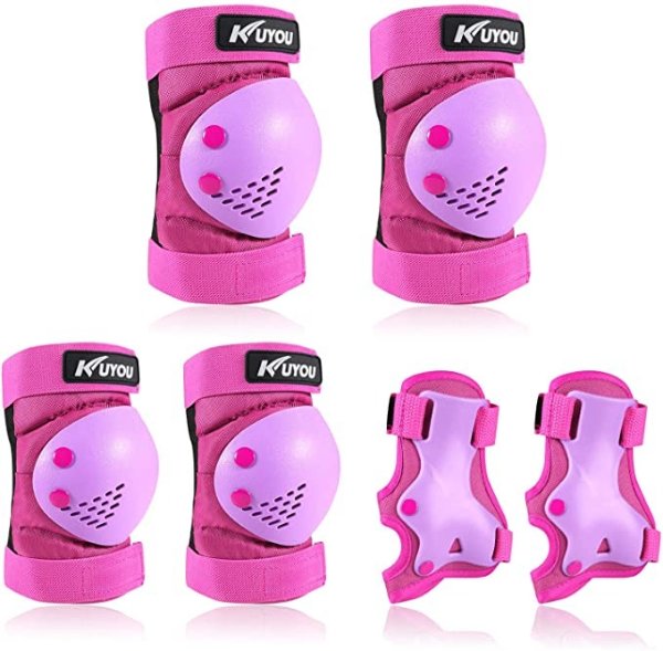 Safety Gear for Kids 3-8 Years Old, Kids Youth Knee Pad Elbow Pads Wrist Guards 3 in 1 Adjustable Protective Gear Set for Roller Skating Cycling Skateboard Bike Scooter Rollerblade