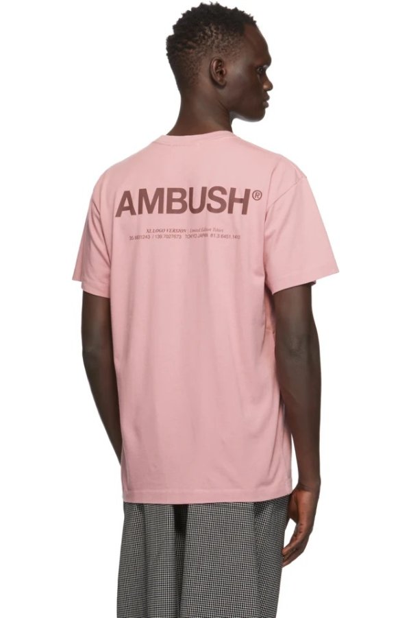 SSENSE Ambush Pink XL Logo T-Shirt 205.00