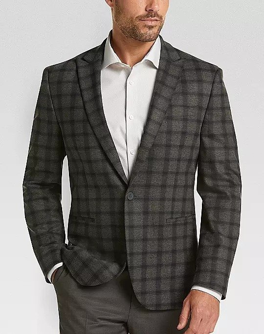 JOE Joseph Abboud Gray Plaid Slim Fit Casual Coat - Men's Sport Coats | Men's Wearhouse