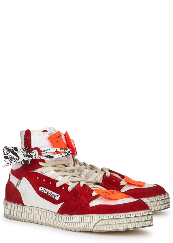 Off-Court red panelled hi-top sneakers