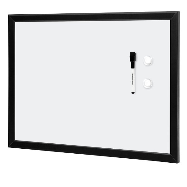Magnetic Dry Erase White Board, 23 x 17-Inch Whiteboard Black Wooden Frame