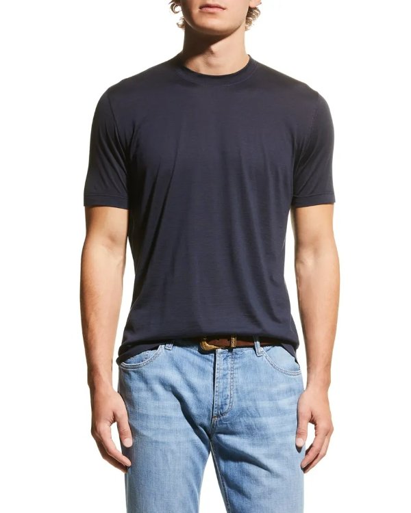 Men's Silk-Cotton Crew T-Shirt
