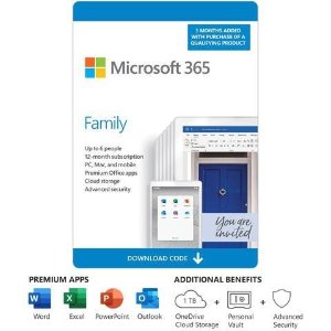 Microsoft 365 家庭版 带1TB OneDrive 15月/6人