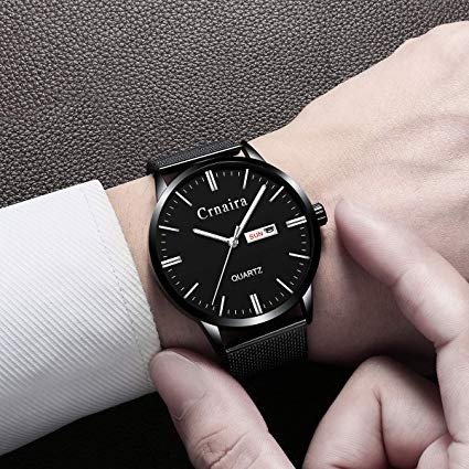 Watches Men‘s Watch Deep Blue/Black Watch Ultra Thin Wrist Watches for Men Fashion Watch Waterproof Dress Stainless Steel Band