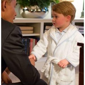 乔治小王子会见奥巴马同款浴袍