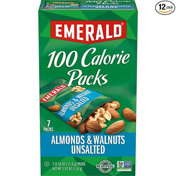 Nuts, Natural Walnuts & Almonds 100 Calorie Packs, 7 Count Boxes (Pack of 12)