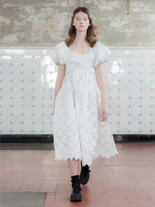 Cecilie Bahnsen Tessa puff-sleeve quilted-satin midi dress | Cecilie Bahnsen | MATCHESFASHION.COM US