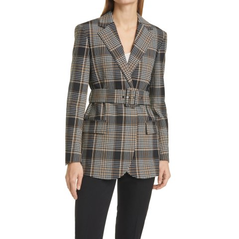 TheoryPlaid Double Breasted Blazer