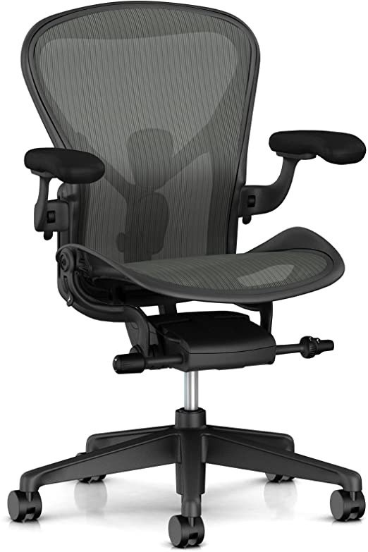 Aeron Ergonomic Office Chair with Tilt Limiter and Carpet Casters | Adjustable PostureFit SL, Arms, and Seat Angle | Medium Size B with Graphite Finish