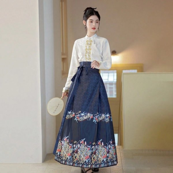 Chinese Traditional Clothing, Traditional Skirt, Horse-Face Skirt, Floral Printed Skirt, New Chinese Style Horse-Face Skirt | SHEIN USA
