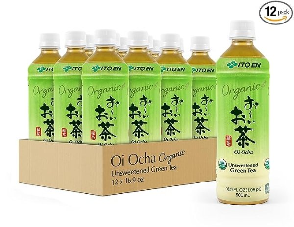Organic Oi Ocha Unsweetened Green Tea, 16.9 Ounce (Pack of 12)No Calories