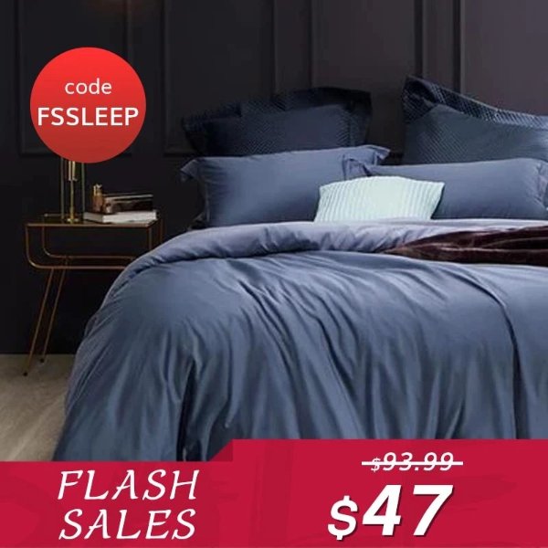 【Flash Sale】60-Cotton 400-Thread-Count Dense Luxury Fine Cotton & Satin Blend 4-piece Bedding Set (Use code: FSSLEEP, 50% Off)