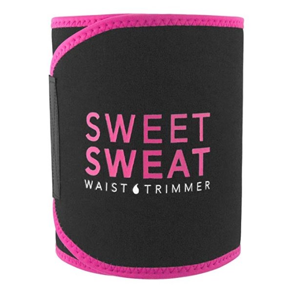 Sweet Sweat Premium Waist Trimmer (Pink Logo) for Men & Women ~ Includes Free Sample of Sweet Sweat Gel!