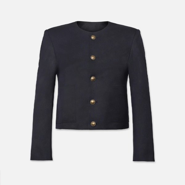 Button Front Jacket in Navy
